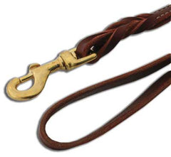 Circle T Latigo Leather Twist Dog Leash with Brass Hardware