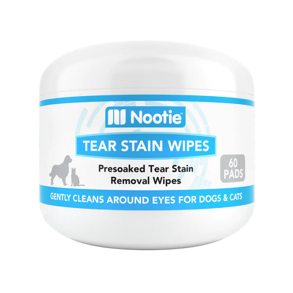 "Gentle Care for Bright Eyes: Nootie Tear Stain Wipes for Dogs & Cats - 60 Pre-Soaked Pads to Delicately Clean Around the Eyes. Keep Your Pet's Vision Clear and Their Fur Beautiful with Ease."