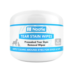 "Gentle Care for Bright Eyes: Nootie Tear Stain Wipes for Dogs & Cats - 60 Pre-Soaked Pads to Delicately Clean Around the Eyes. Keep Your Pet's Vision Clear and Their Fur Beautiful with Ease."