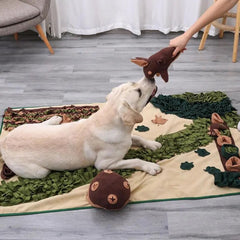 "Elevate Canine Enrichment: Discover the Dog Sniffing Pad – a Pet Nose Smell Training Blanket, Food Dispenser Carpet, and Snuffle Toy. Transform Mealtime with this Pet Slow Feeding Bowl and Treats Mat for Engaging Sensory Stimulation."