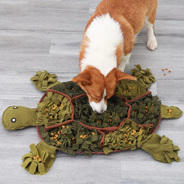 "Introducing the Dog Snuffle Mat in a Playful Tortoise Shape – A Pet Slow Feeding Pad and Sniffing Mat Designed for Dog Training and Stress Relief. Treat your furry friend to a fun and interactive experience."