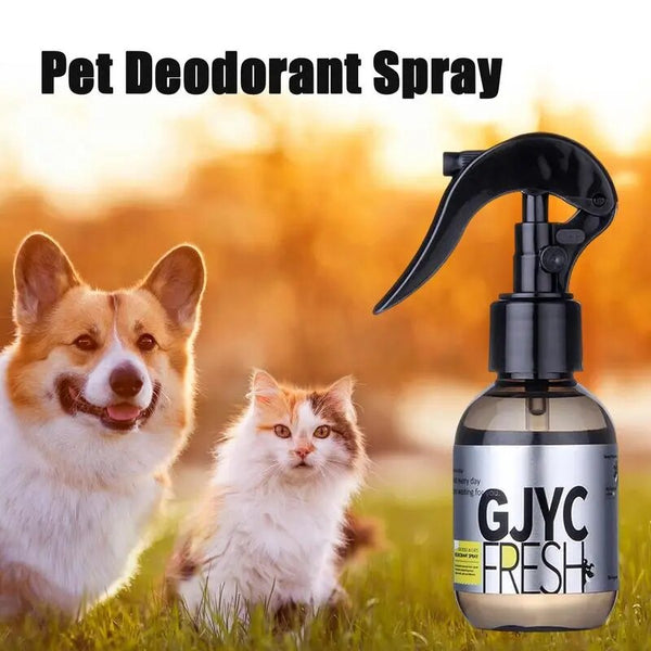 "Fresh Fragrance, Happy Pets: 100ml Pet Deodorizing Spray with Safety Lock Design. Pet Liquid Perfume Spray for Long-Lasting Pet Perfume Deodorant."