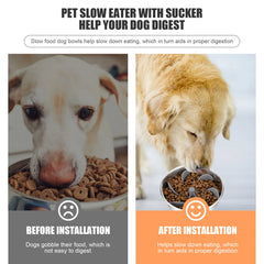 "Introducing our Pet Anti-Choke Dog Spiral Slow Feeder, a thoughtful dish insert with a suction cup for non-slip convenience. Designed to prevent gulping, this feeder helps pets eat slowly, reducing the risk of choking and preventing obesity."