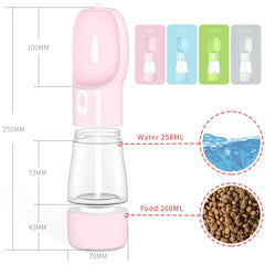 "Portable Pet Water Dispenser: Convenient Dog Water Bottle with Cat Drinking Bowl - Perfect for Large and Small Dogs, Cats During Travel, Walks, and Outdoor Adventures"