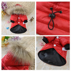 "Warm Winter Jacket with Fur Hood for Small and Medium Dogs - Cozy Pet Clothes"