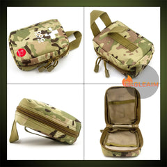 "Pet Outdoor Travel First Aid Kit: Tactical MOLLE Medical Bag for Emergencies - Military-Style Empty Medical Bag in Oxford Nylon with Camouflage Design"