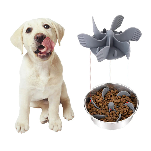 "Introducing our Pet Anti-Choke Dog Spiral Slow Feeder, a thoughtful dish insert with a suction cup for non-slip convenience. Designed to prevent gulping, this feeder helps pets eat slowly, reducing the risk of choking and preventing obesity."