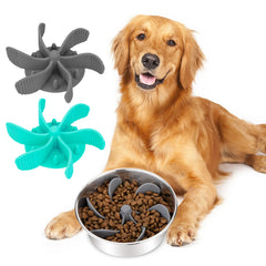 "Introducing our Pet Anti-Choke Dog Spiral Slow Feeder, a thoughtful dish insert with a suction cup for non-slip convenience. Designed to prevent gulping, this feeder helps pets eat slowly, reducing the risk of choking and preventing obesity."